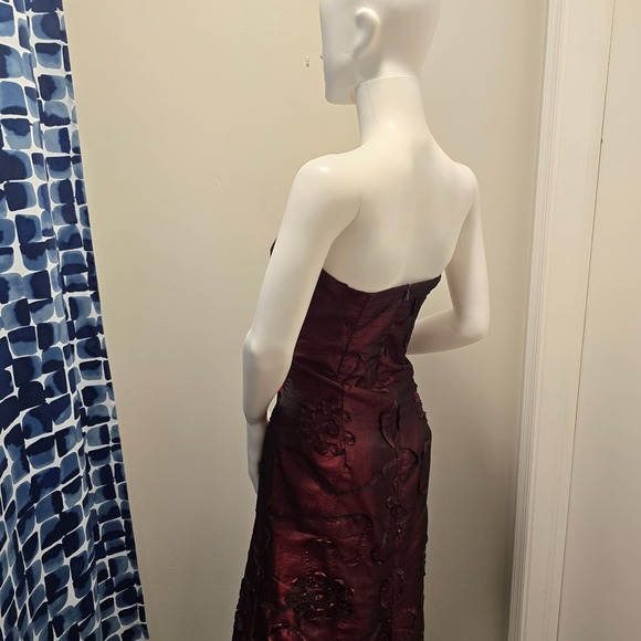 Vintage Jessica McClintock Burgundy Strapless Gown 90s Formal Prom Dress L 16–18 - Picture 6 of 16